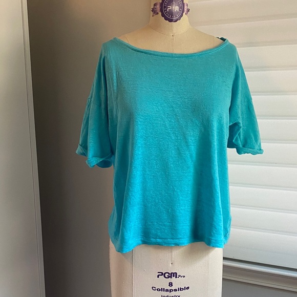 J. Crew Turquoise Short Sleeve Top - Picture 1 of 3